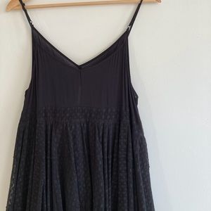 Free People Black Mesh Party Tank Babydoll Dress